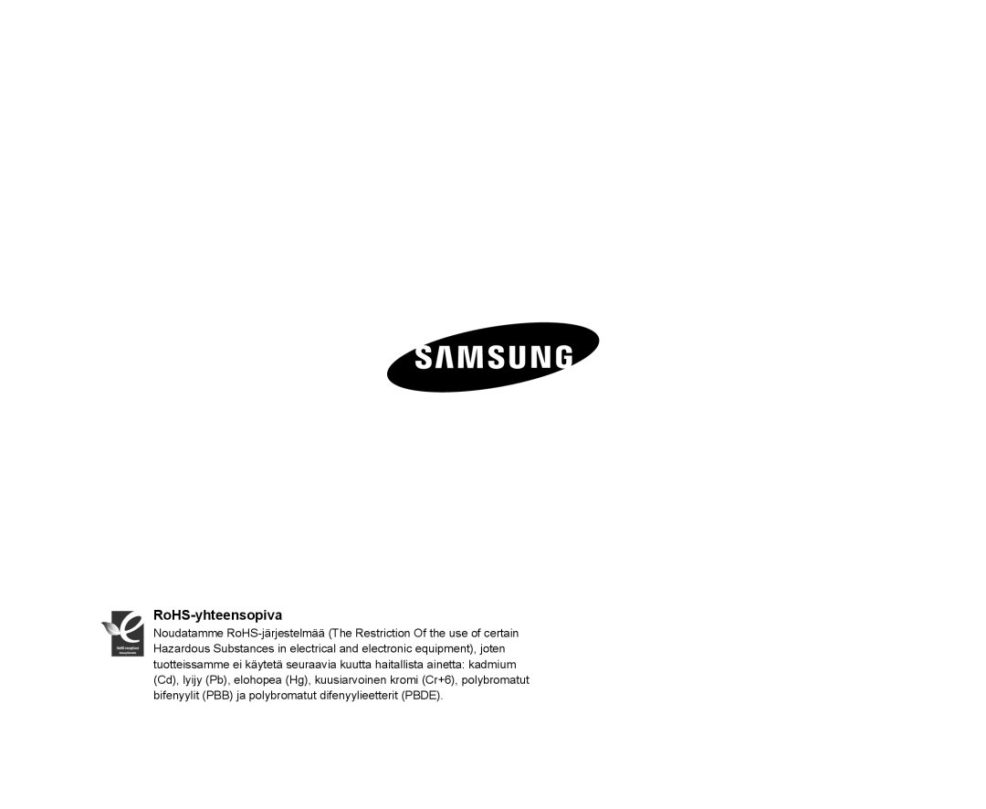 Samsung VP-HMX20C/EDC, VP-HMX20C/XEE manual RoHS-yhteensopiva 