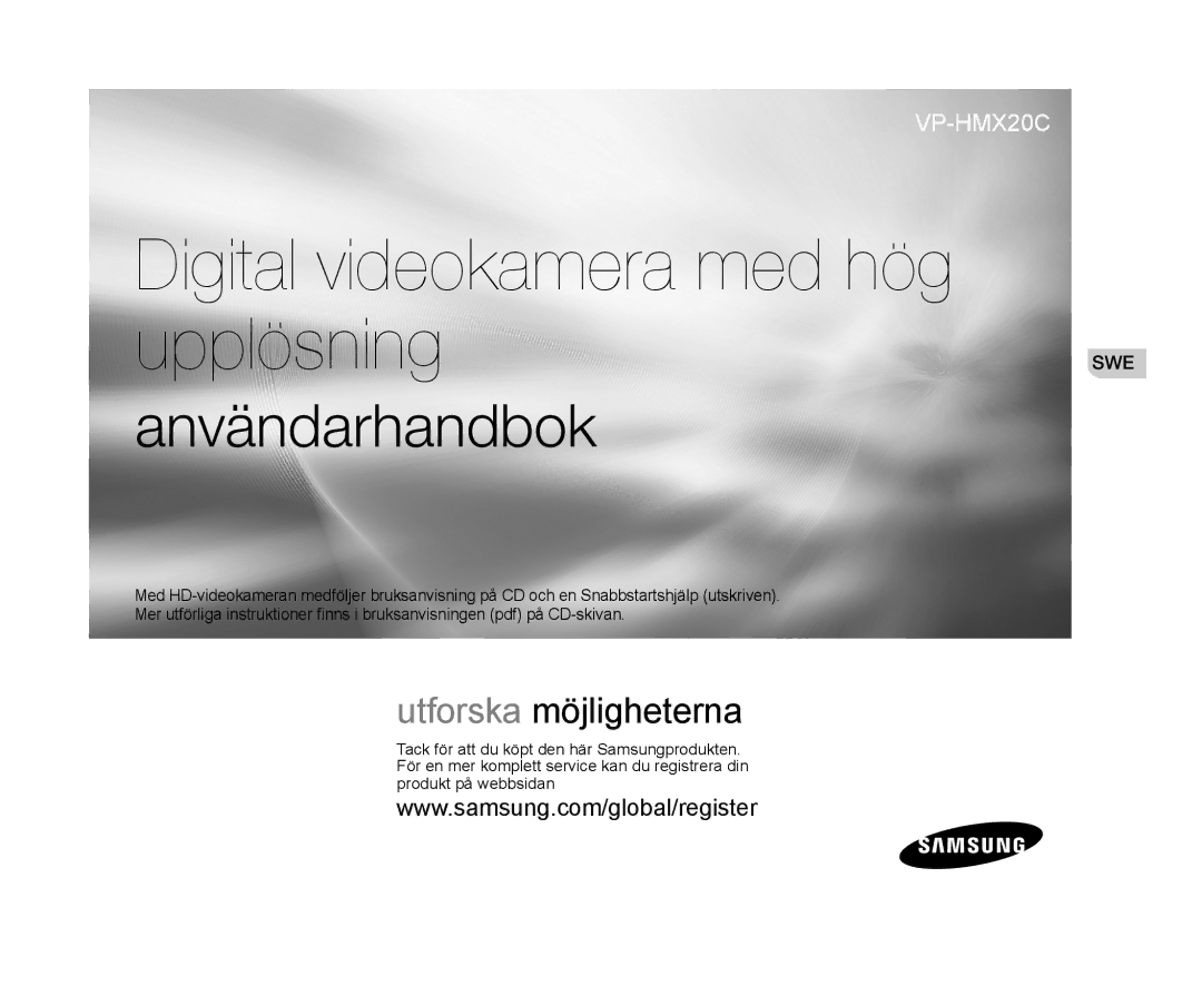 Samsung VP-HMX20C/XEE, VP-HMX20C/EDC manual Digital videokamera med hög UpplösningSWE 