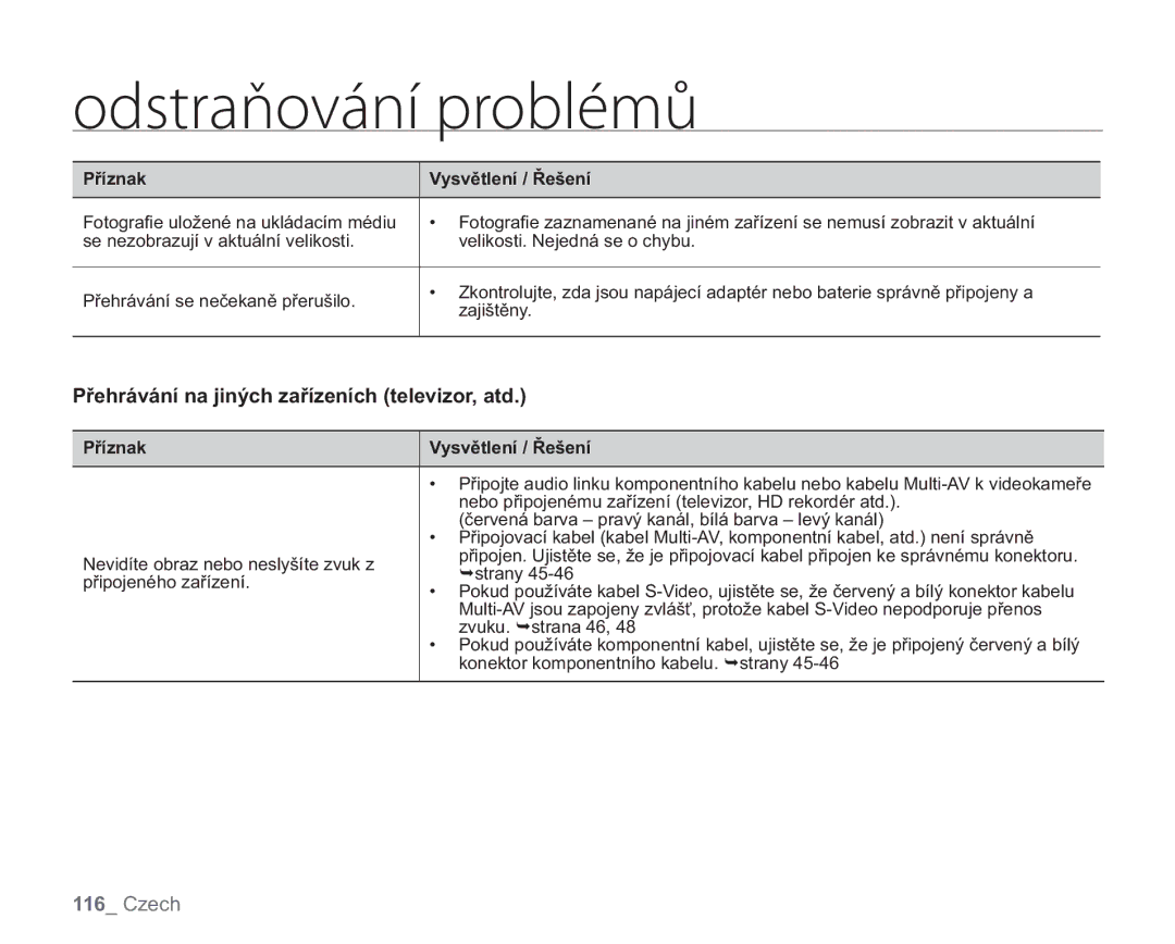 Samsung VP-HMX20C/EDC, VP-HMX20C/XEU manual Přehrávání na jiných zařízeních televizor, atd 