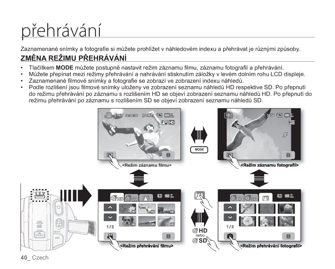 Samsung VP-HMX20C/EDC, VP-HMX20C/XEU manual QżFISÈWÈOÓ, Změna Režimu Přehrávání 