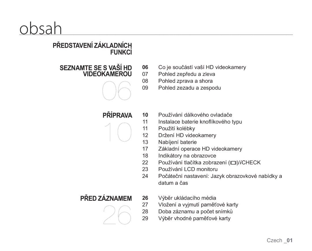 Samsung VP-HMX20C/XEU, VP-HMX20C/EDC manual Příprava, Před Záznamem 