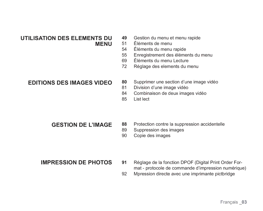 Samsung VP-HMX20C/EDC manual Français 