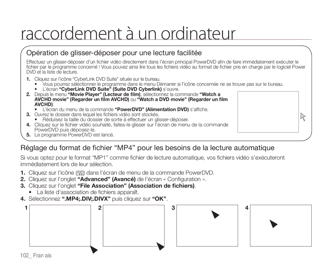 Samsung VP-HMX20C/EDC manual Pïrationade Glisserdïposer Poureune Lectureefacilitïe 