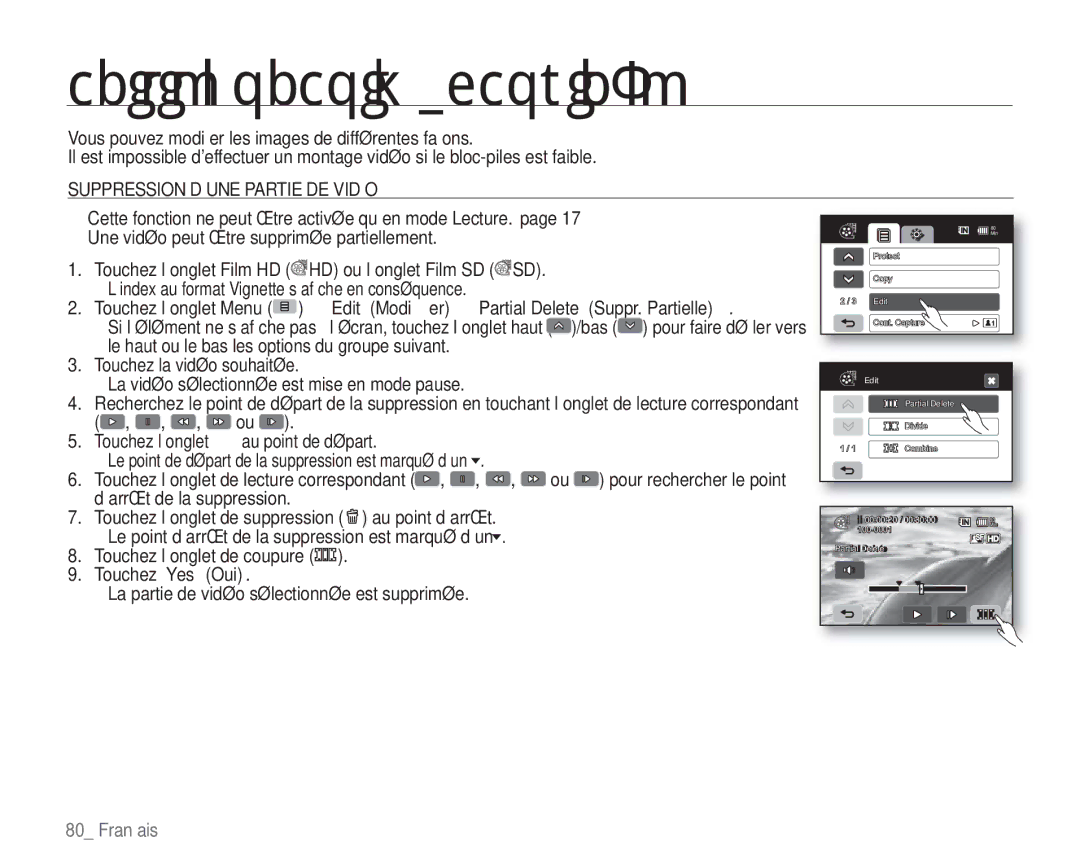 Samsung VP-HMX20C/EDC manual Suppression D’UNE Partie DE Vidéo 