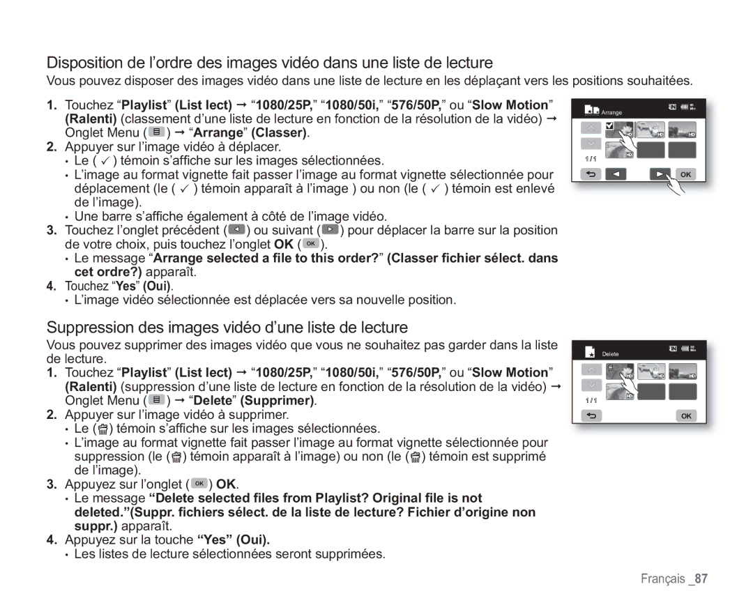 Samsung VP-HMX20C/EDC manual Suppression des images vidéo d’une liste de lecture 