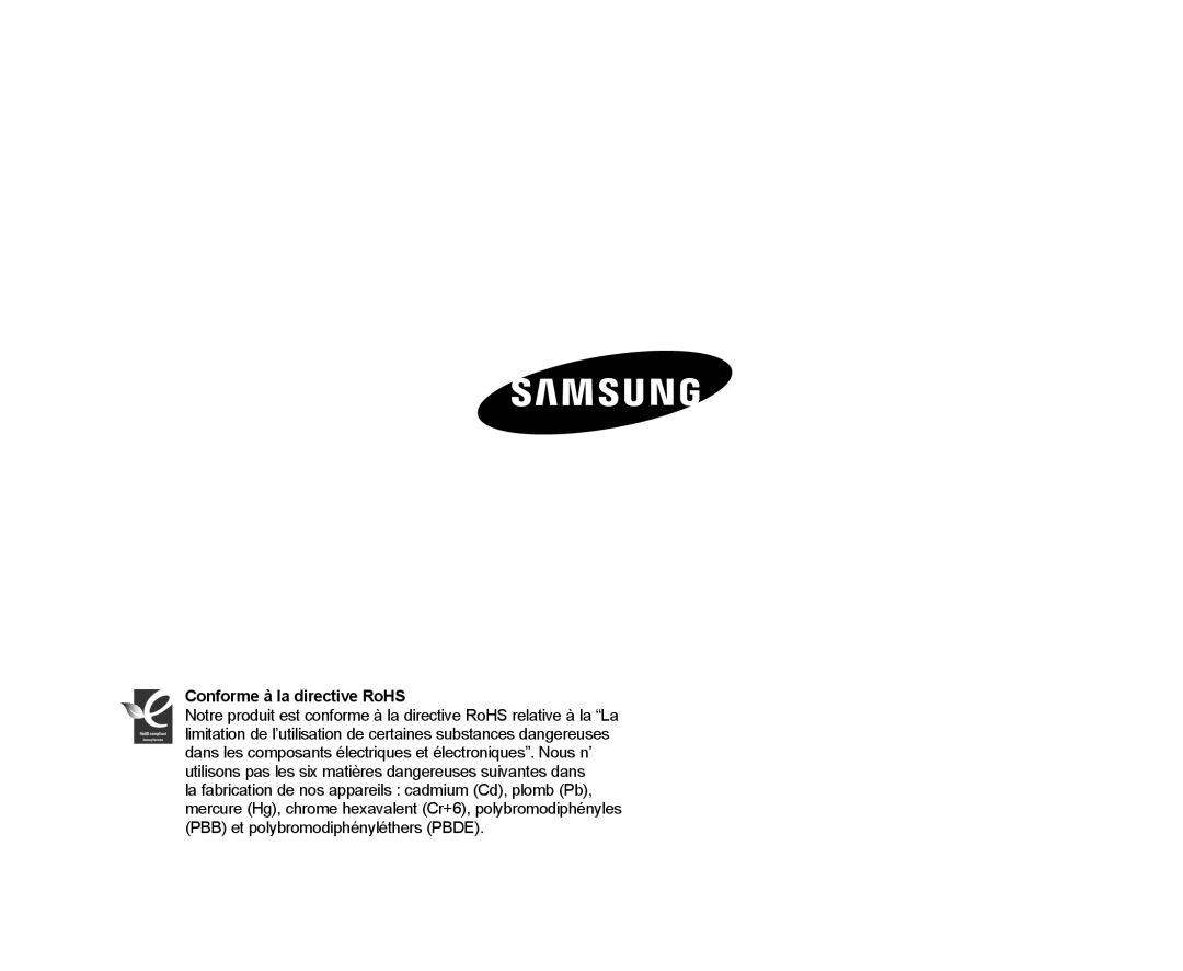 Samsung VP-HMX20C/EDC manual Conforme à la directive RoHS 