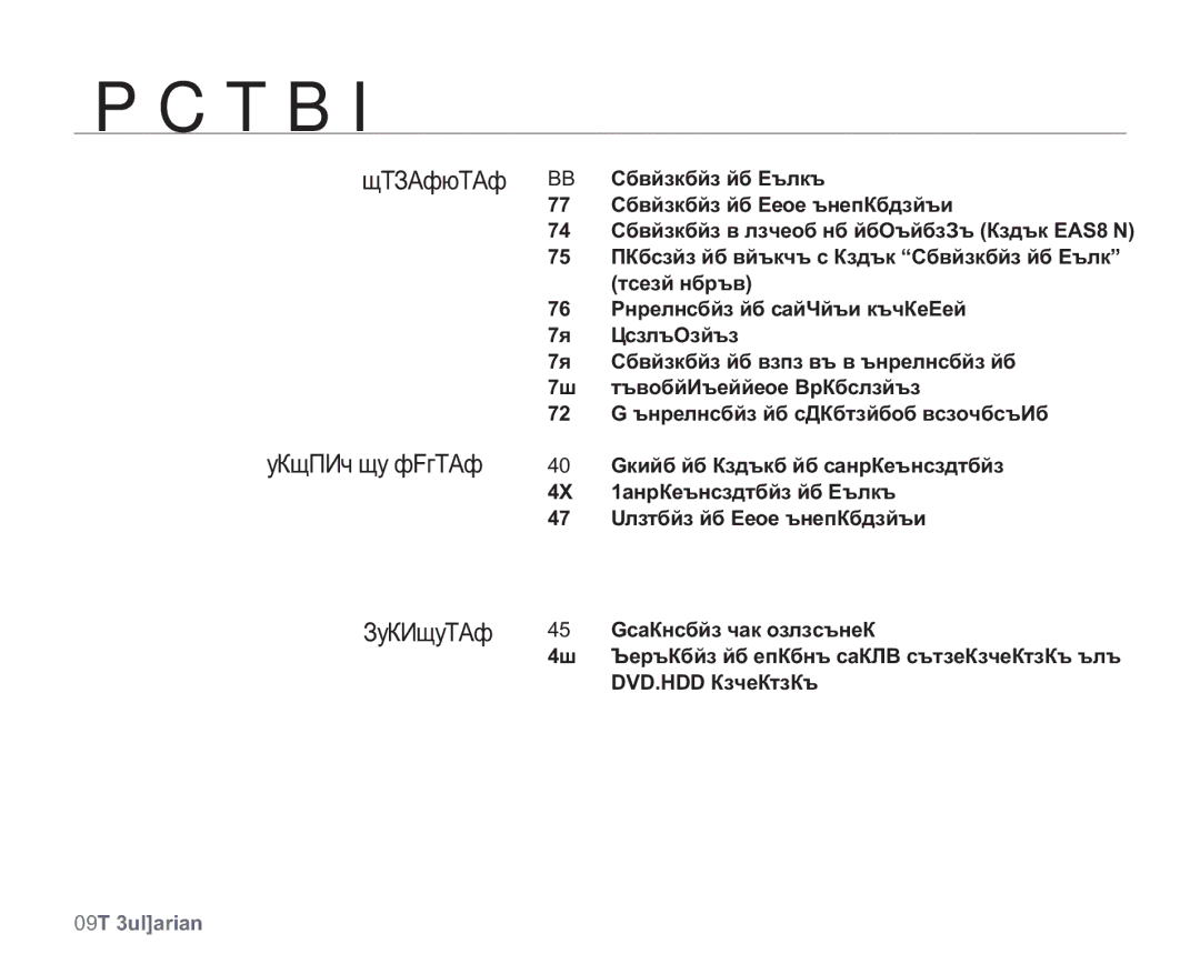 Samsung VP-HMX20C/EDC manual Pctbi, Заснемане Възпро ЗВ Еждане Свързване 