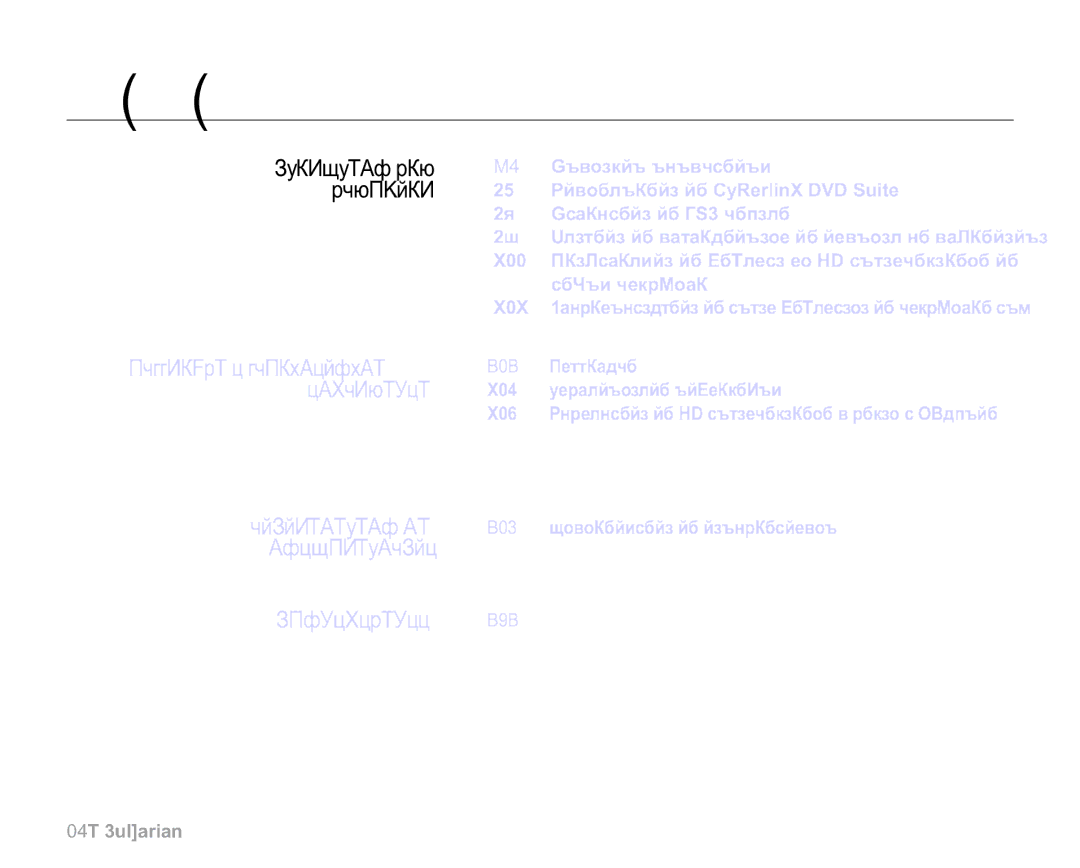 Samsung VP-HMX20C/EDC manual Спецификации, 107 Отстраняване на неизправности, 121 