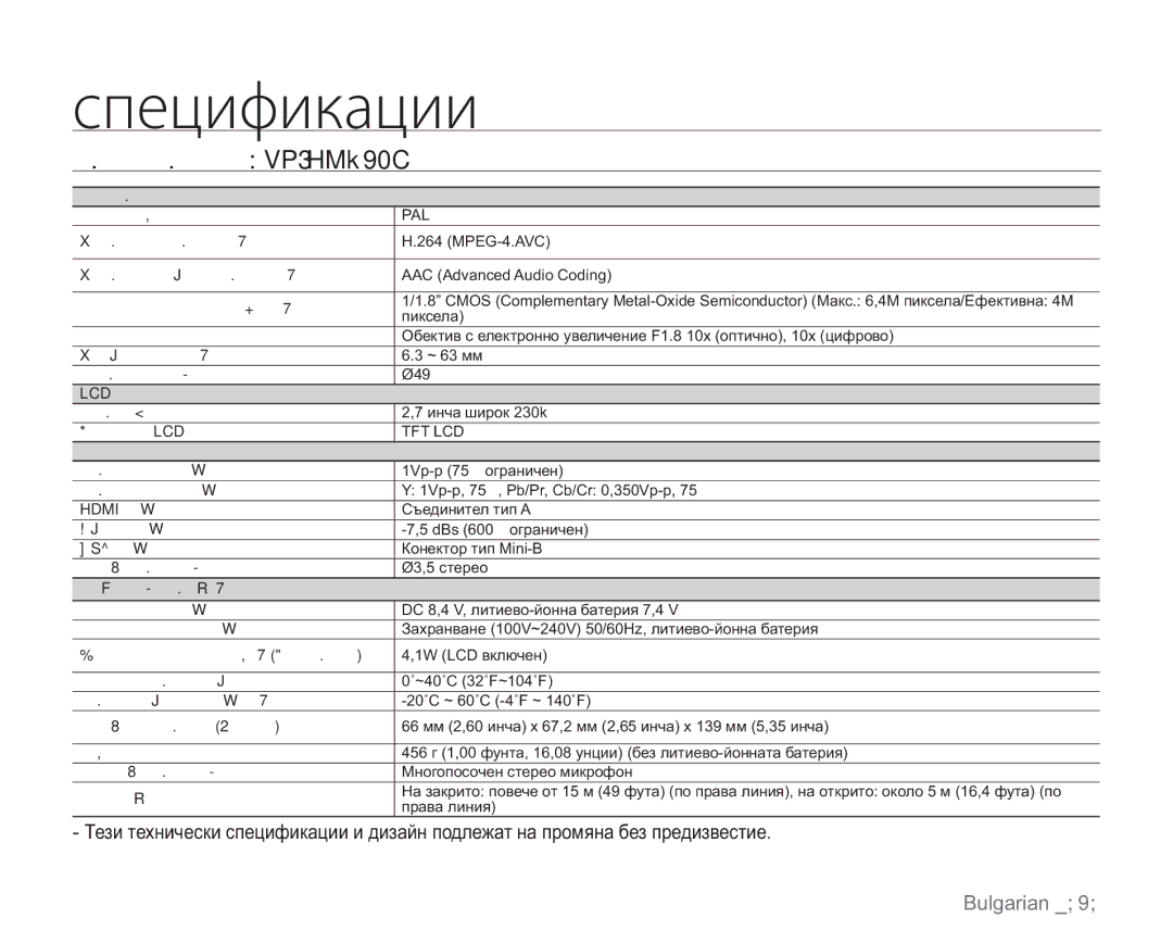 Samsung VP-HMX20C/EDC manual ȞȝȓȤȖȢȖȘȍȤȖȖ, Име на модел VP-HMX20C 