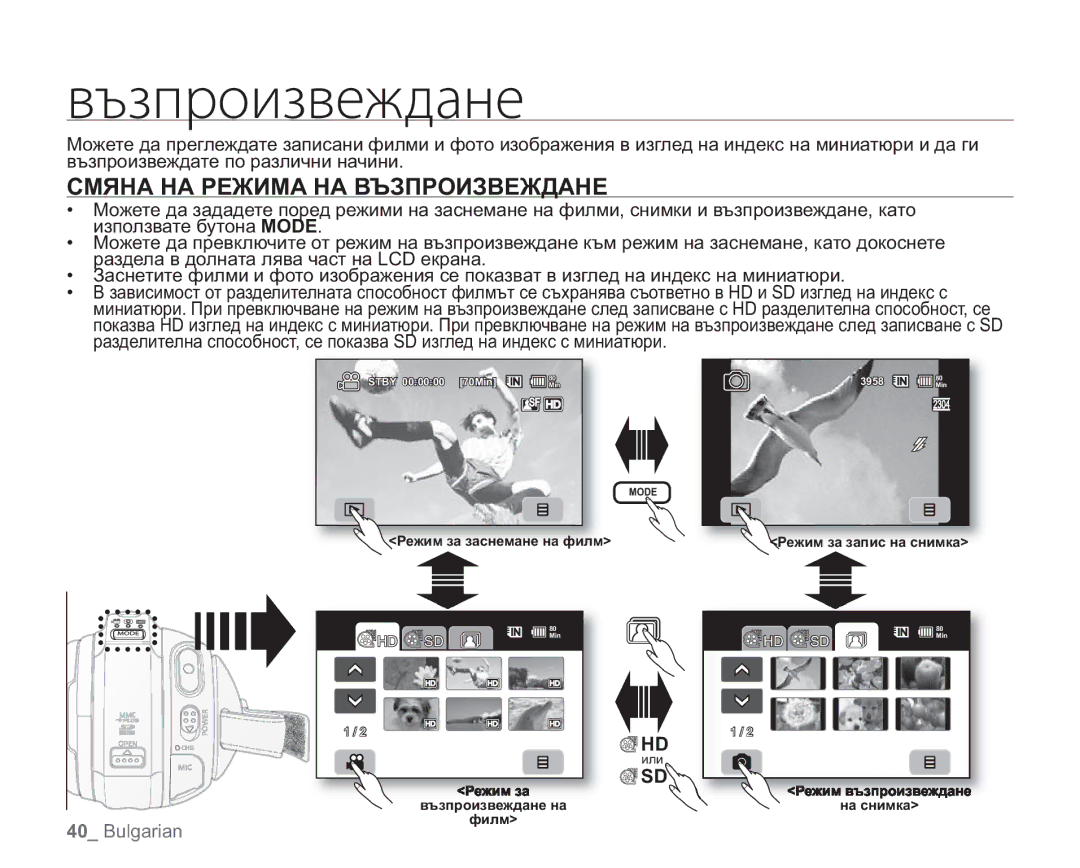 Samsung VP-HMX20C/EDC manual ȎȨȕȝȞȜȖȕȏȓȔȒȍțȓ, Смяна НА Режима НА Възпроизвеждане 