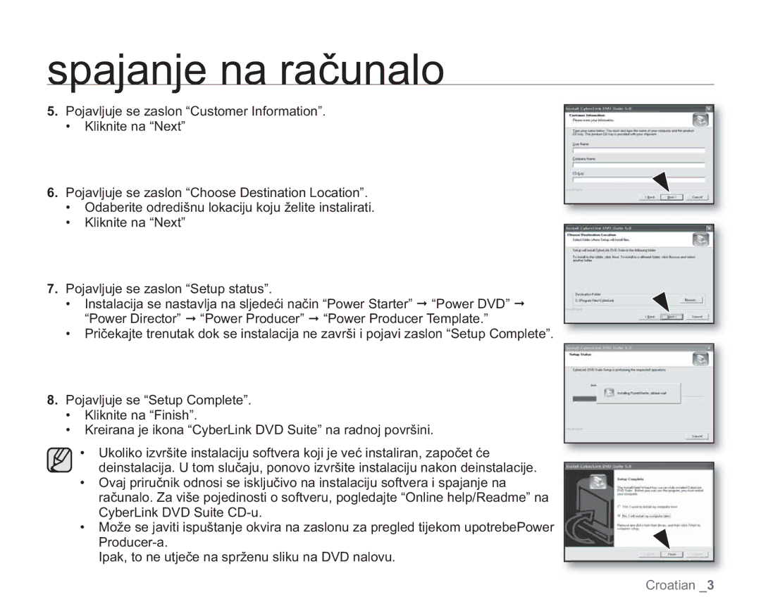 Samsung VP-HMX20C/EDC manual Spajanje na računalo 