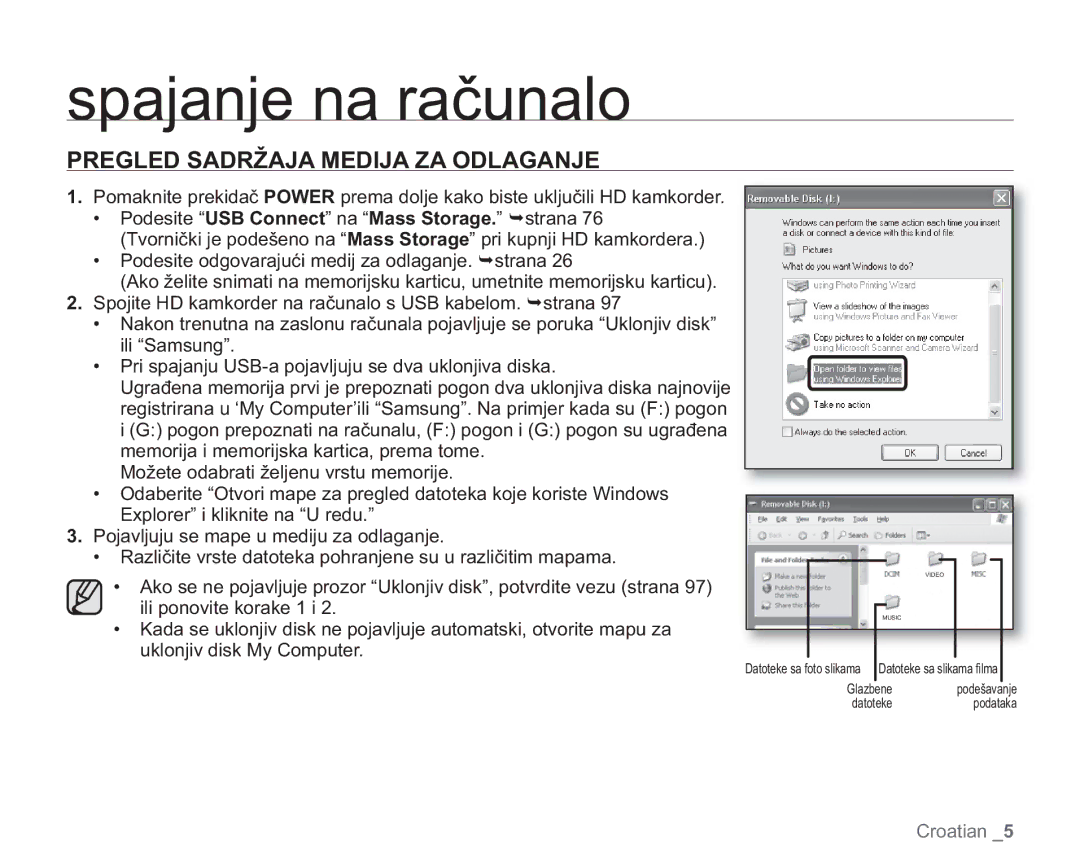 Samsung VP-HMX20C/EDC manual Pregled Sadržaja Medija ZA Odlaganje 