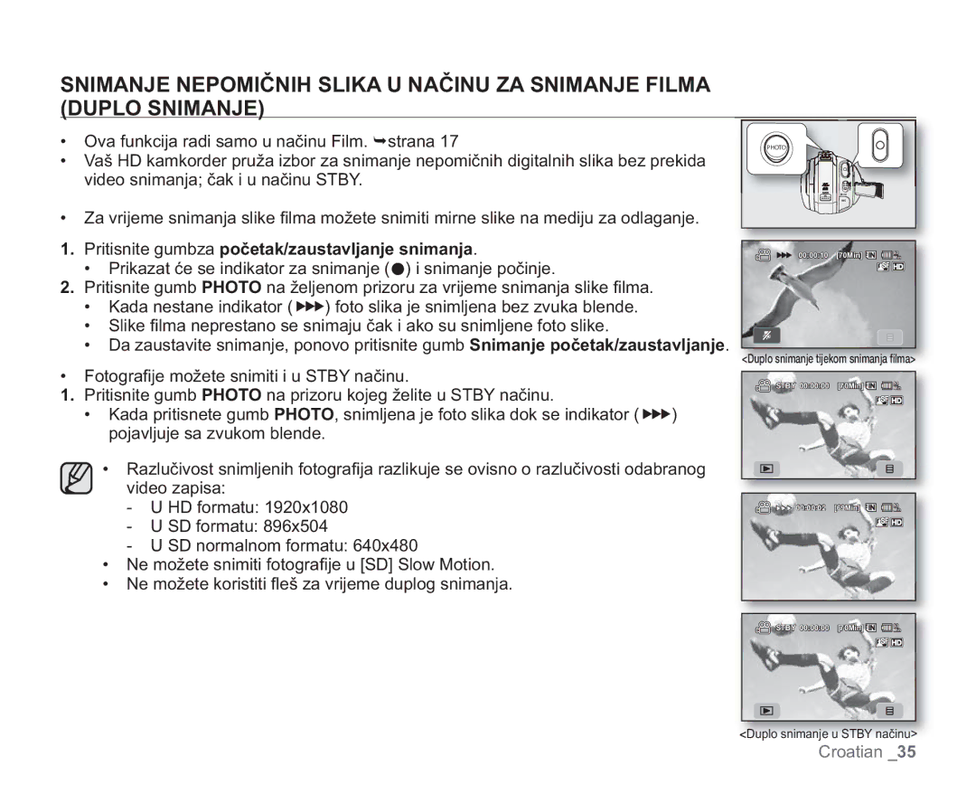 Samsung VP-HMX20C/EDC manual Pritisnite gumbza početak/zaustavljanje snimanja 