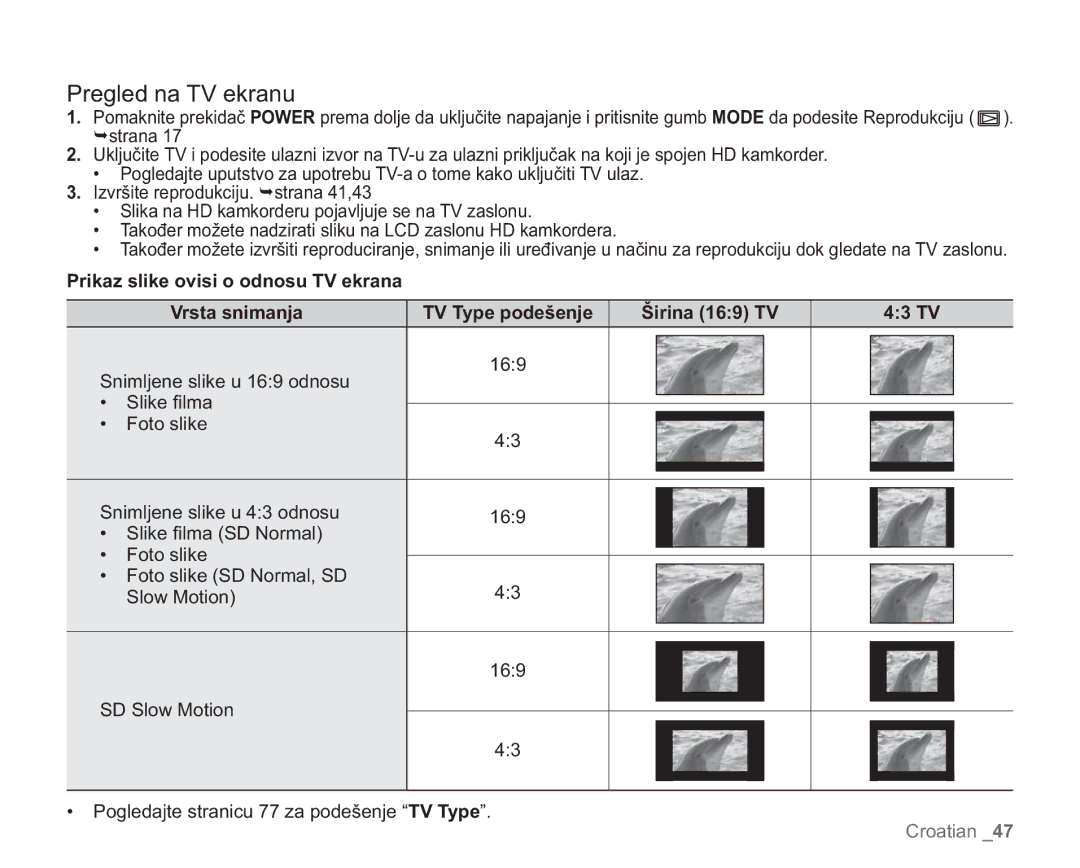 Samsung VP-HMX20C/EDC manual Pregled na TV ekranu 