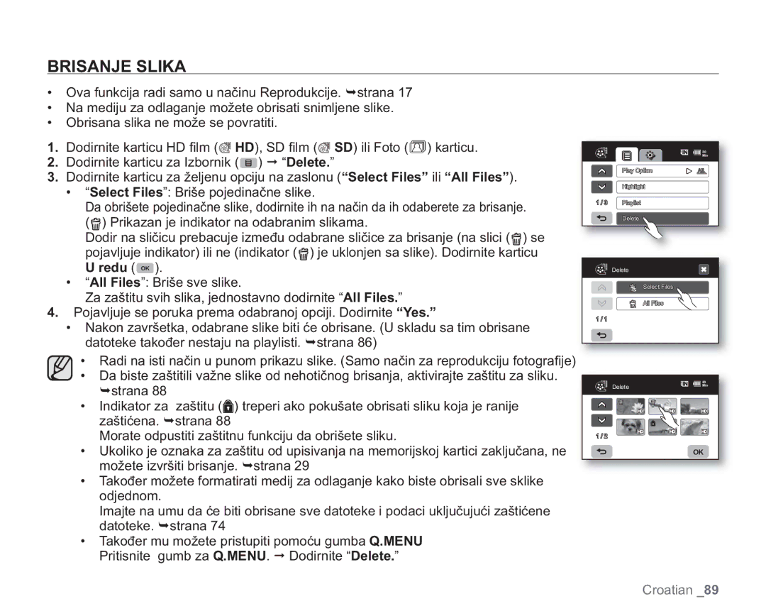 Samsung VP-HMX20C/EDC manual Brisanje Slika 