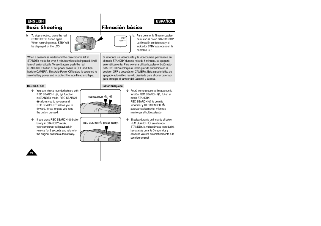 Samsung VP L 900 manual REC Search, Editar búsqueda 