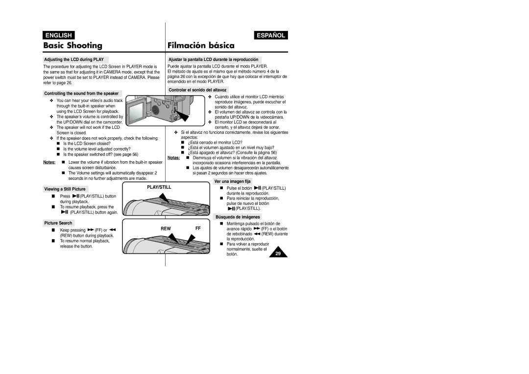 Samsung VP L 900 manual Play/Still, Rew 