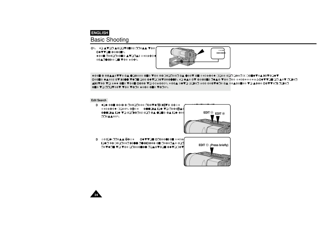 Samsung VP-L610B, VP-L600B manual Edit Search, Edit Edit, Edit Press briefly 