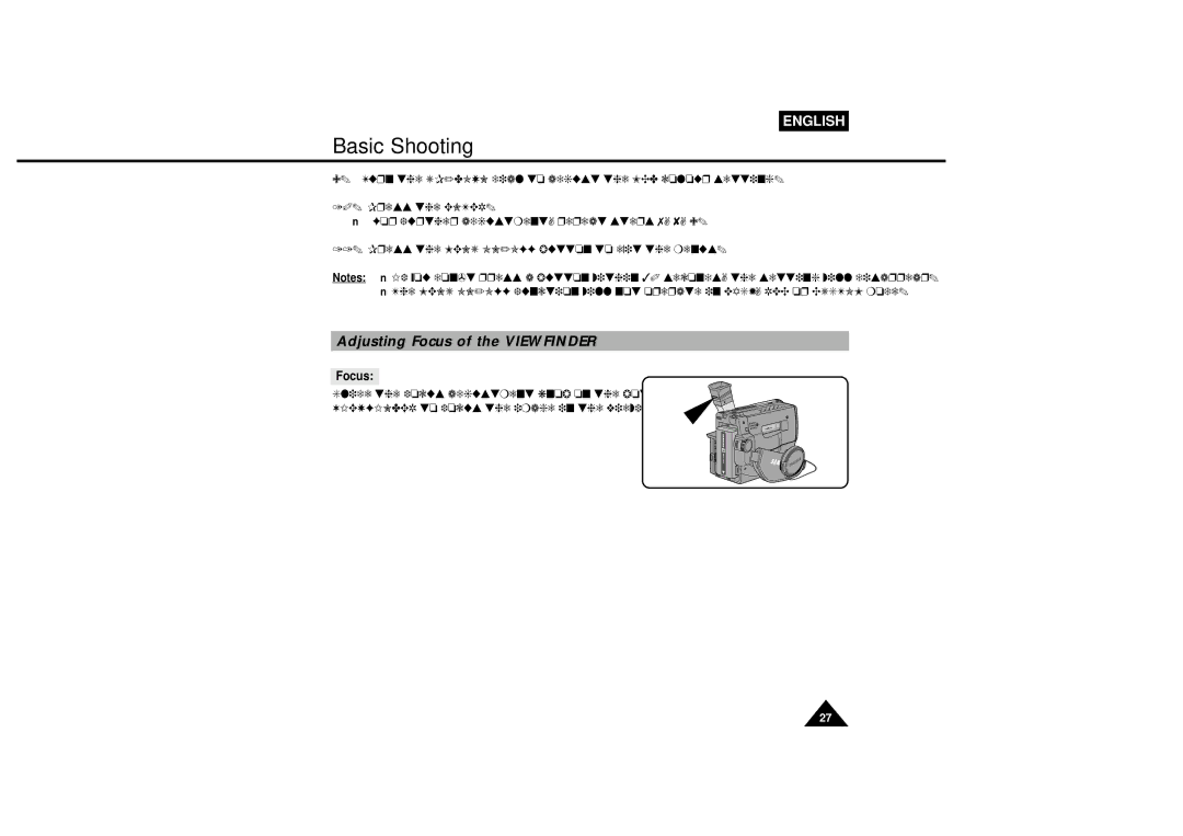 Samsung VP-L600B, VP-L610B manual Adjusting Focus of the Viewfinder 