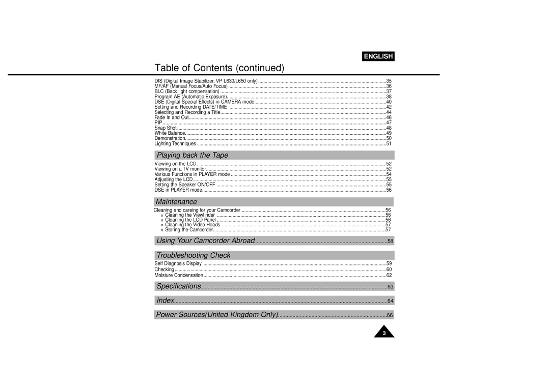 Samsung VP-L600B, VP-L610B manual Playing back the Tape 