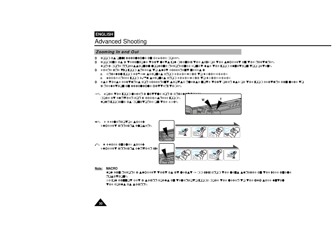 Samsung VP-L610B, VP-L600B manual Advanced Shooting, Zooming In and Out 