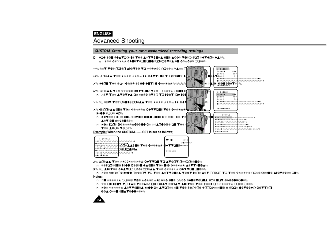 Samsung VP-L610B CUSTOM-Creating your own customized recording settings, Example When the Custom SET is set as follows 