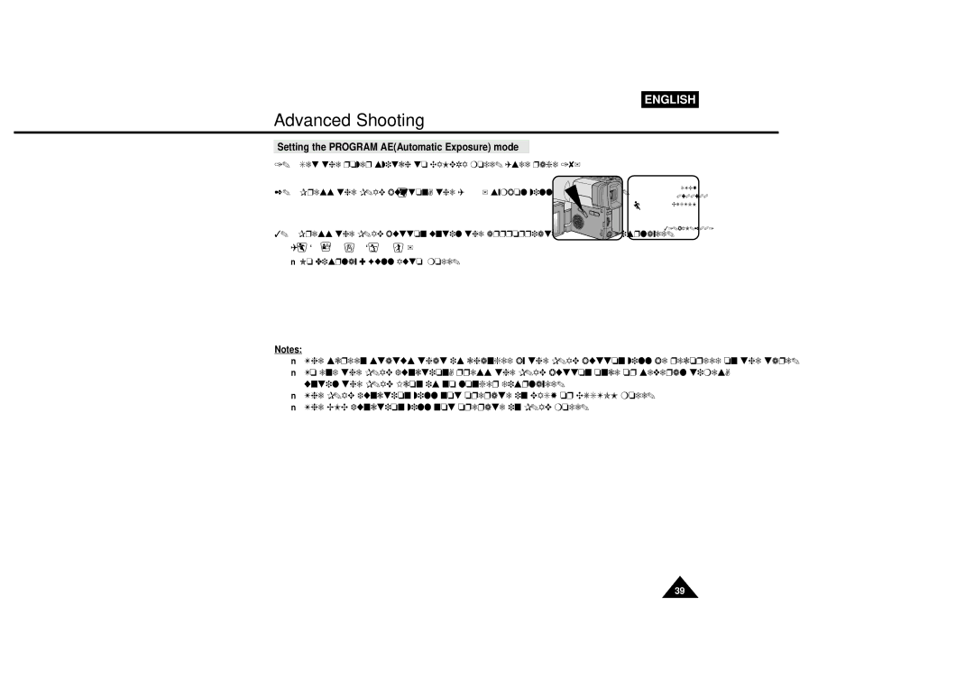 Samsung VP-L600B, VP-L610B manual Setting the Program AEAutomatic Exposure mode 