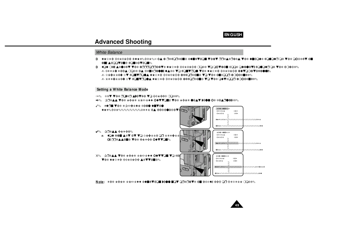 Samsung VP-L600B, VP-L610B manual Setting a White Balance Mode 