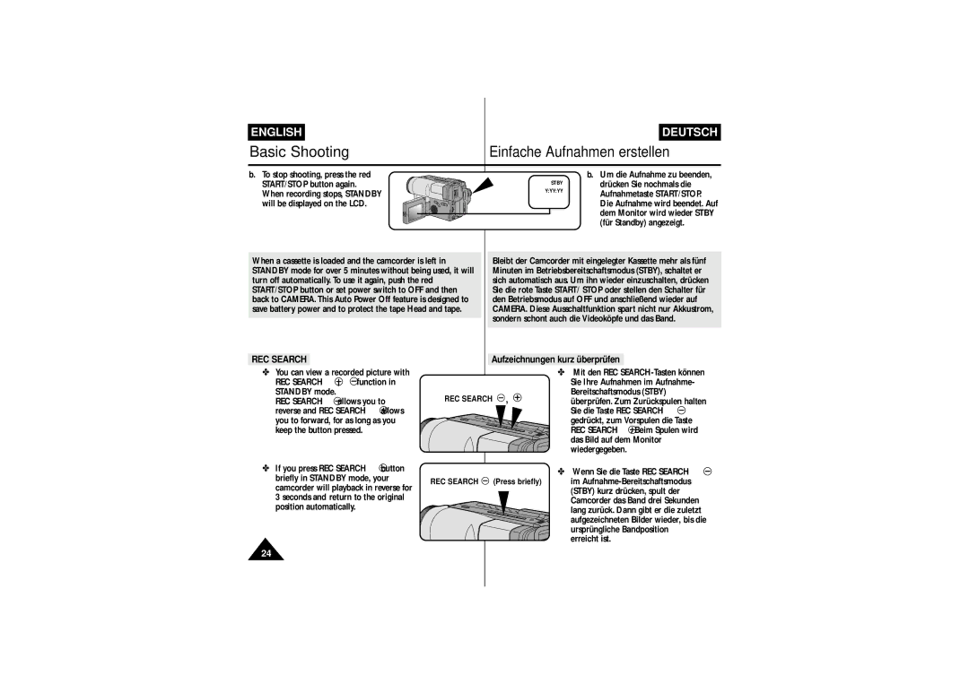 Samsung VP L 750, VP-L750D, VP-L770, VP L 710, VP L 700 manual REC Search, Aufzeichnungen kurz überprüfen 