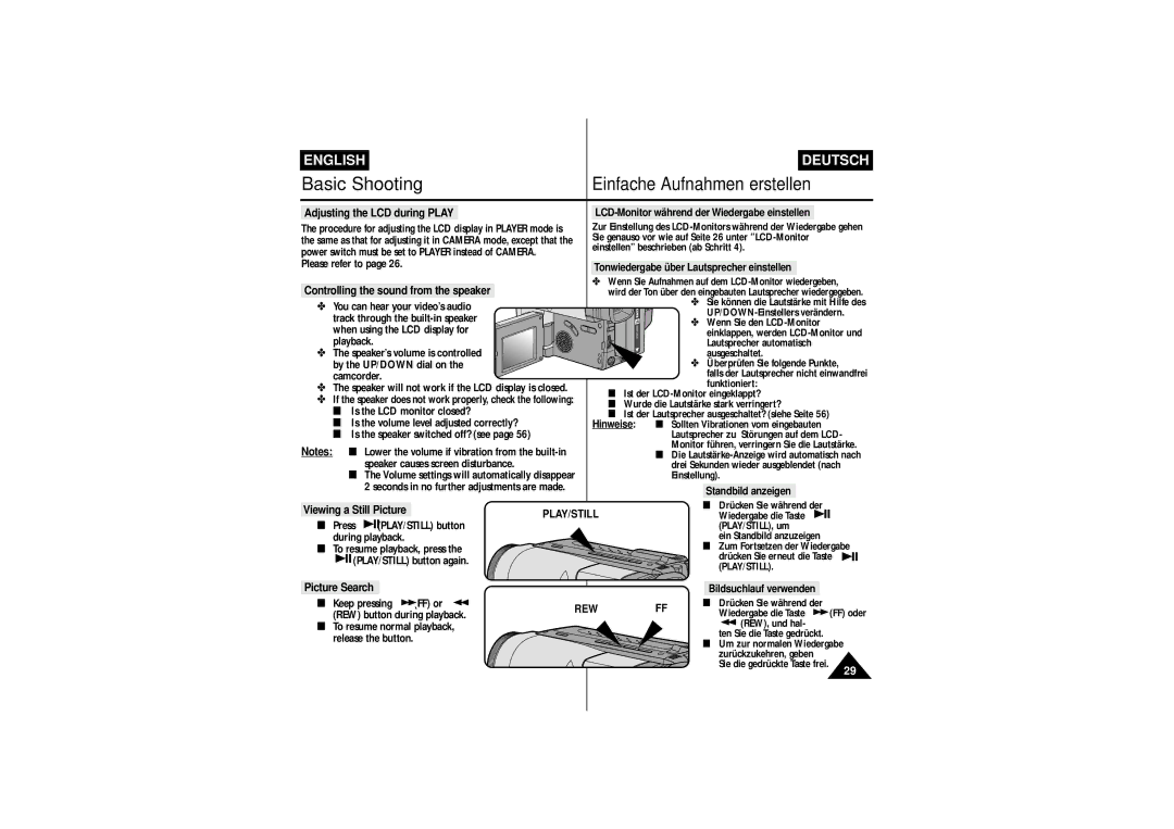 Samsung VP L 750, VP-L750D, VP-L770, VP L 710, VP L 700 manual Play/Still, Rew 