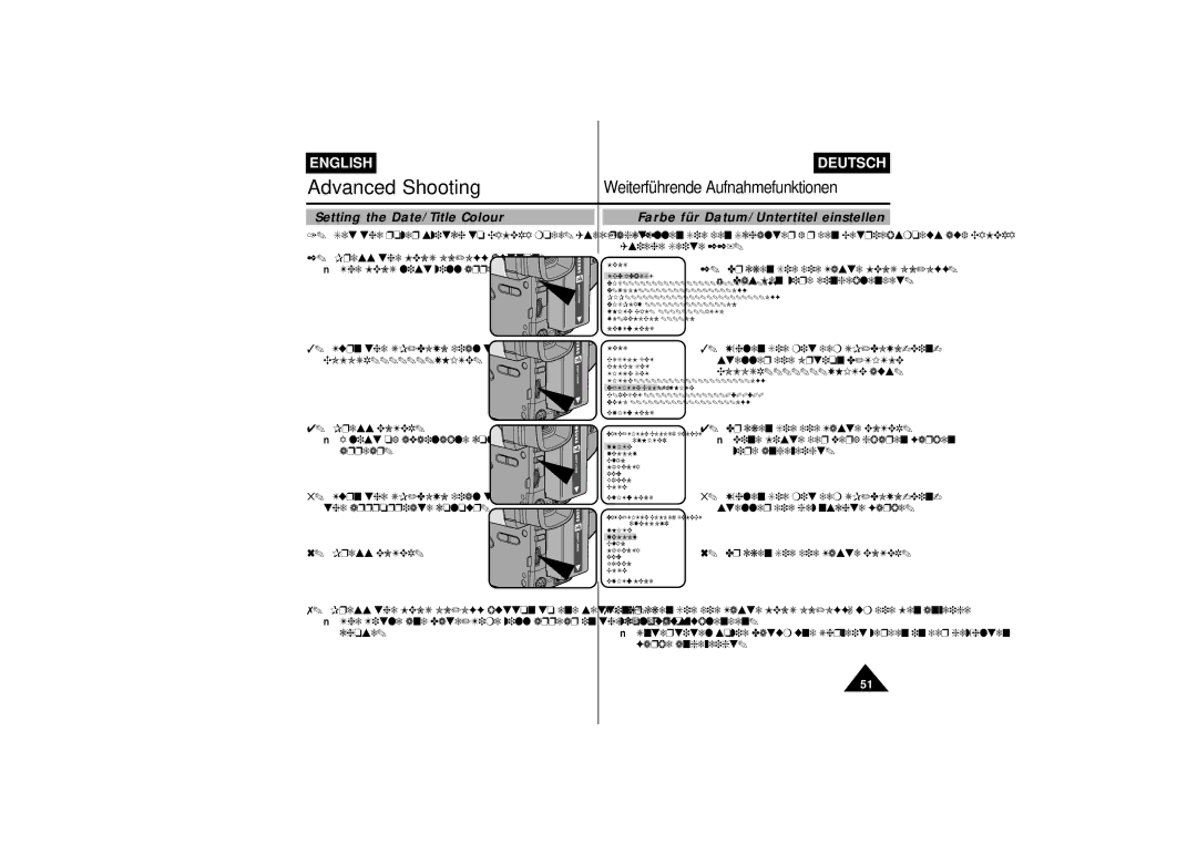 Samsung VP-L770 manual Set the power switch to Camera mode. see, Stellen Sie den Schalter für den Betriebsmodus auf Camera 