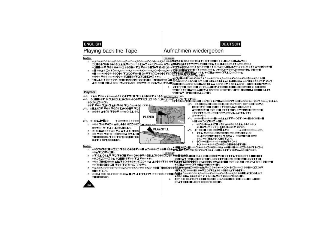 Samsung VP L 750, VP-L750D, VP-L770, VP L 710, VP L 700 manual Playback, Player 