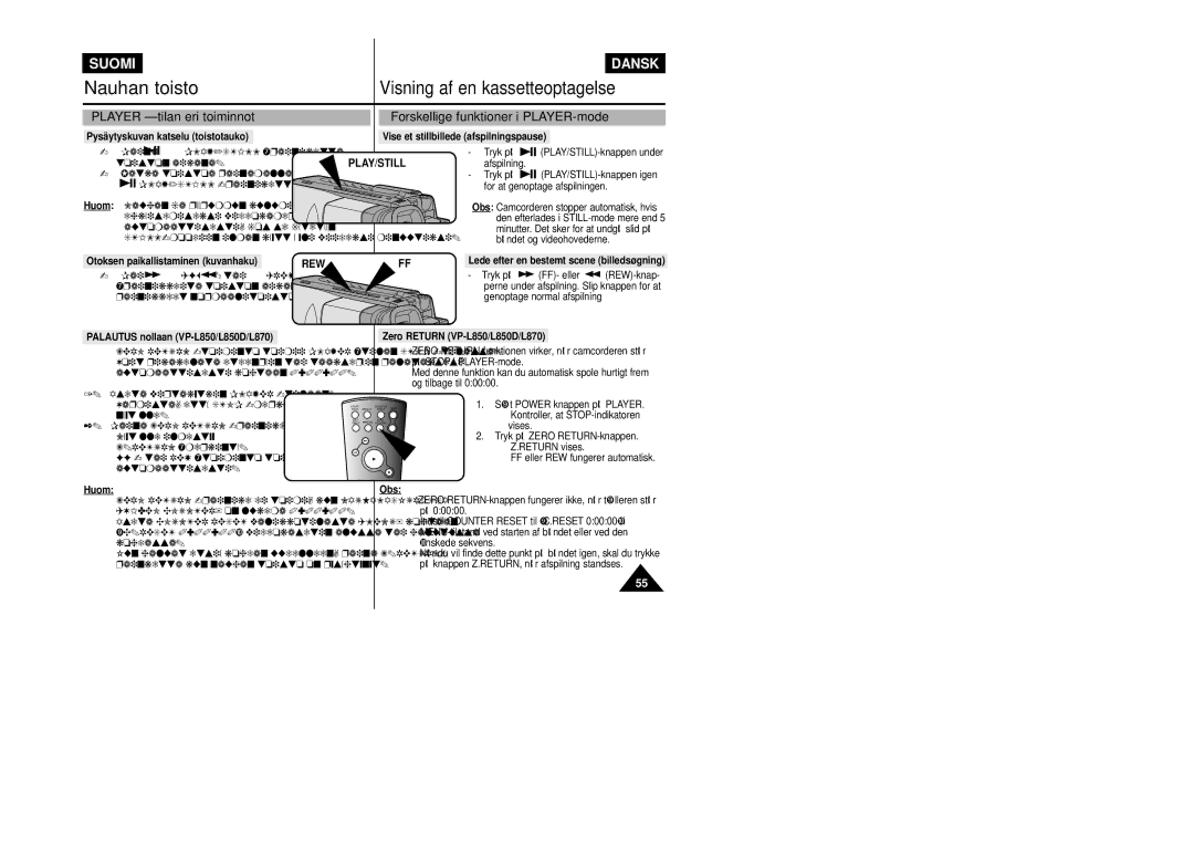 Samsung VP-L800/XEE manual Otoksen paikallistaminen kuvanhaku, Lede efter en bestemt scene billedsøgning 