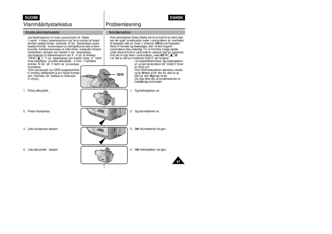 Samsung VP-L800/XEE manual Kosteuskondensaatio, Kondensation 