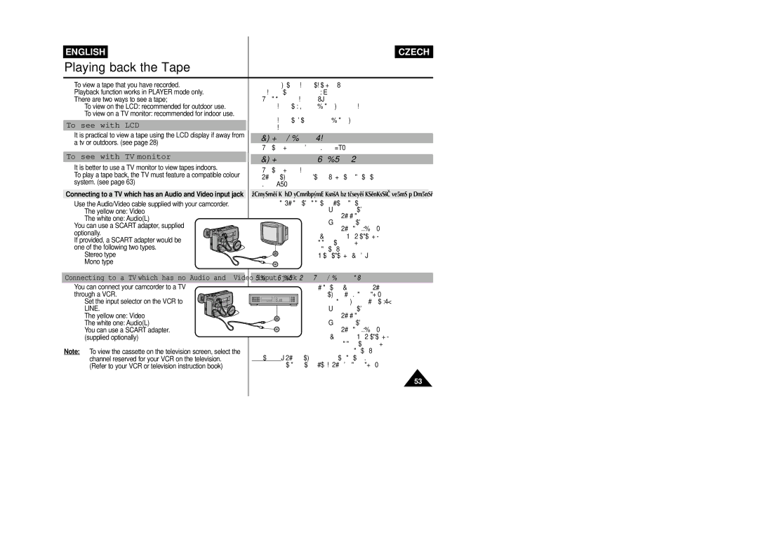 Samsung VP-L800/XEE manual ProhlíÏení s pomocí LCD monitoru, ProhlíÏení na obrazovce TV pﬁijímaãe, To see with LCD 