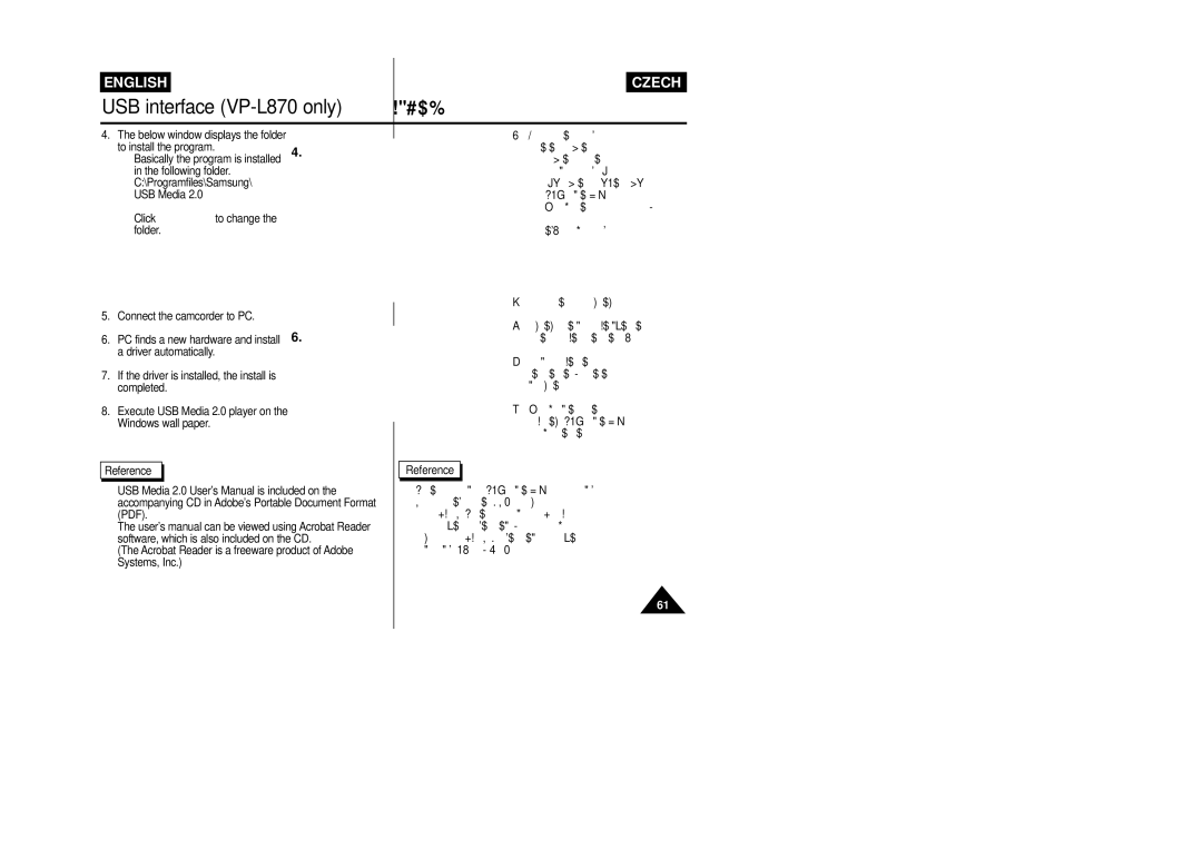 Samsung VP-L800/XEE manual PC finds a new hardware and install 