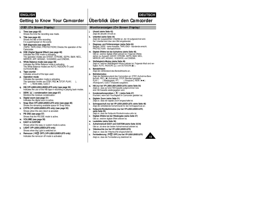 Samsung VP-L800/XEE manual Time see 