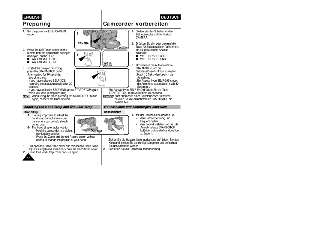 Samsung VP-L800/XEE manual Halteschlaufe 