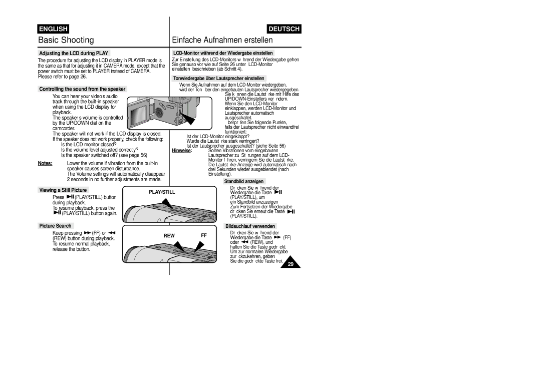 Samsung VP-L800/XEE manual Play/Still, Rew 