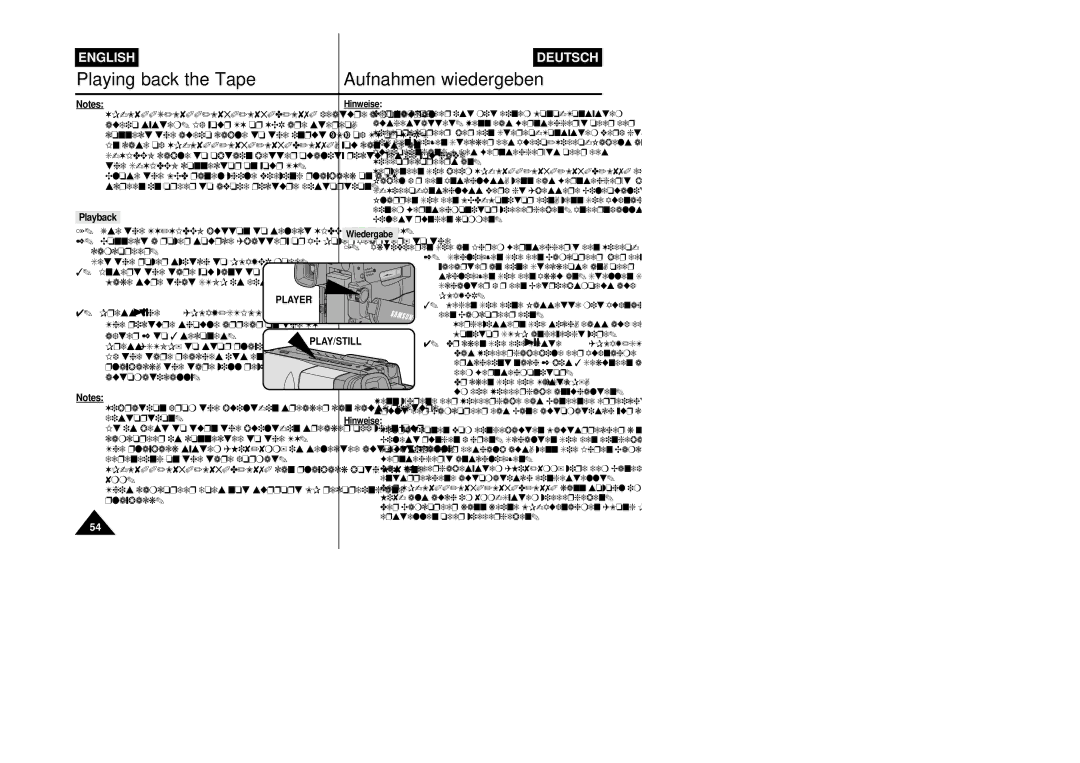 Samsung VP-L800/XEE manual Playback, Player 