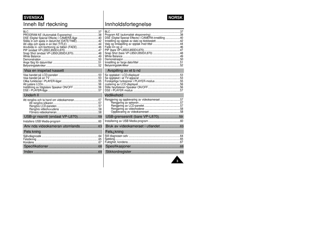 Samsung VP-L800/XEE manual Visa en inspelad kassett, Avspilling av et bånd, Underhåll, Felsøkning 