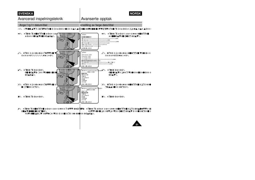 Samsung VP-L800/XEE manual Ange färg för datum/titel, Innstilling av farge dato/tittel 