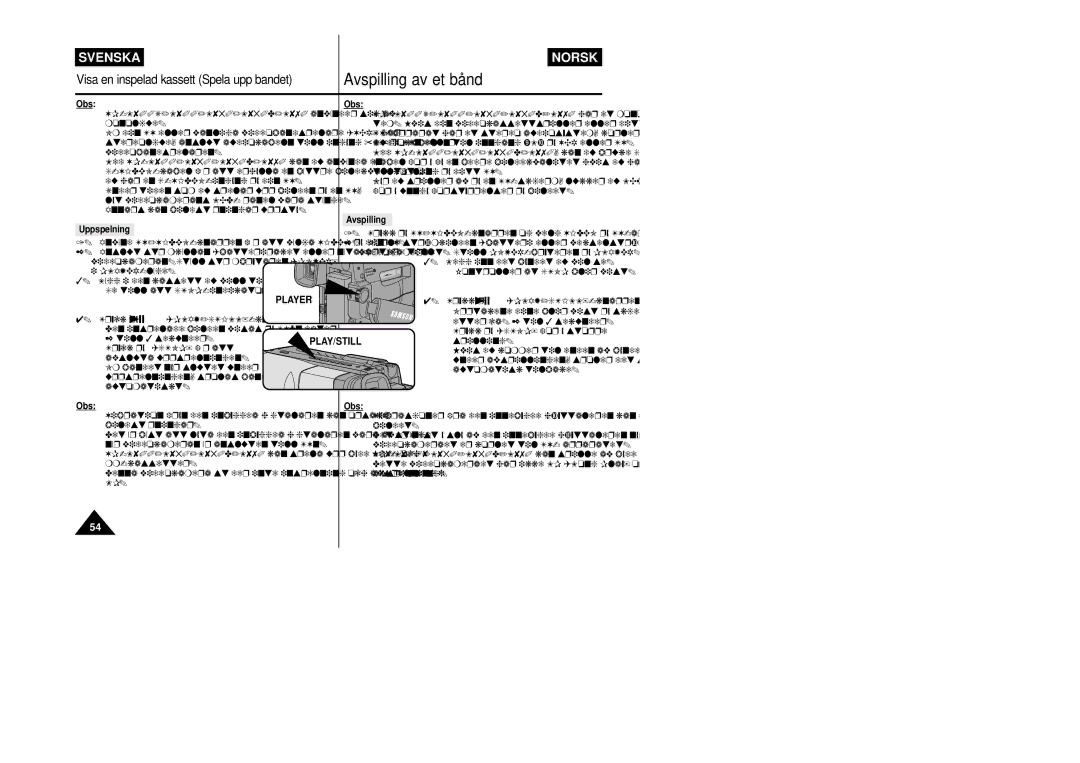 Samsung VP-L800/XEE manual Uppspelning, Avspilling, Trykk på TV/VIDEO-knappen og velg Video på TV-apparatet 