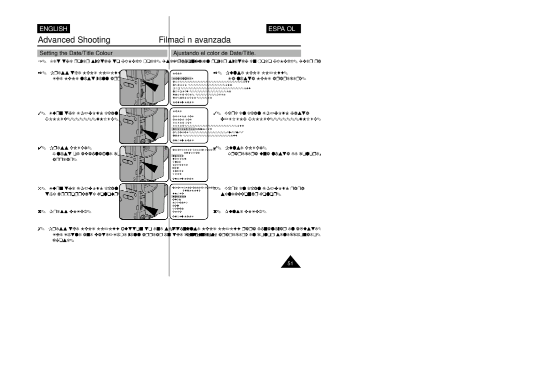 Samsung VP-L800/XEE manual Setting the Date/Title Colour, Ajustando el color de Date/Title 