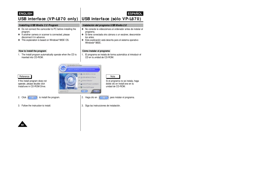 Samsung VP-L800/XEE manual How to install the program, Siga las instrucciones de instalación 