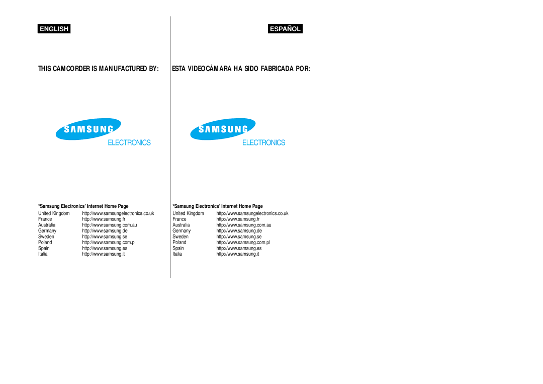 Samsung VP-L800/XEE manual Samsung Electronics’ Internet Home 