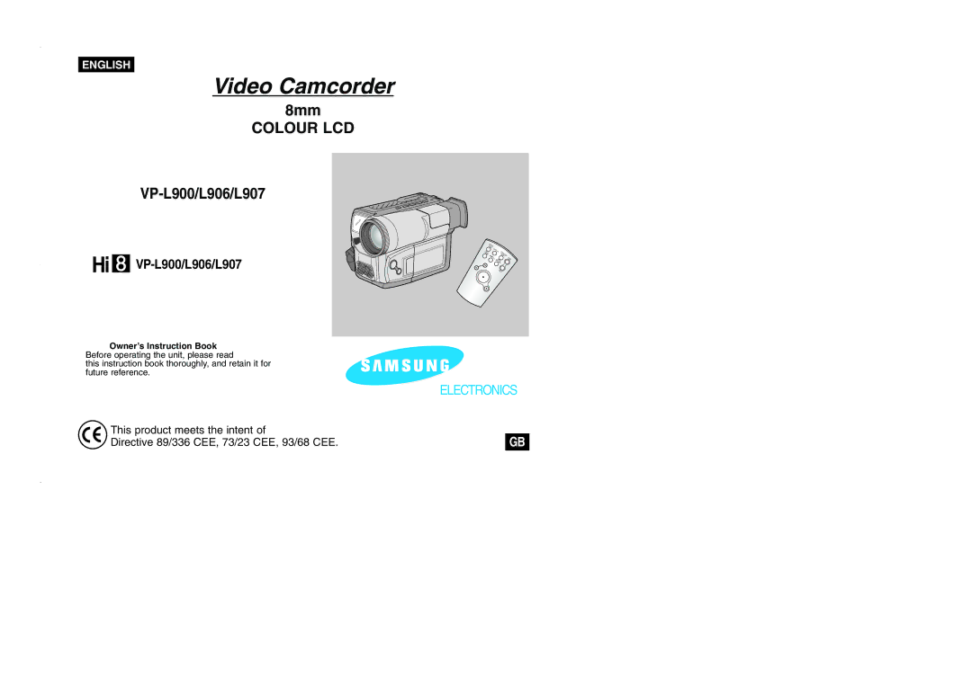 Samsung VP-L905D/XEV manual Video Camcorder 