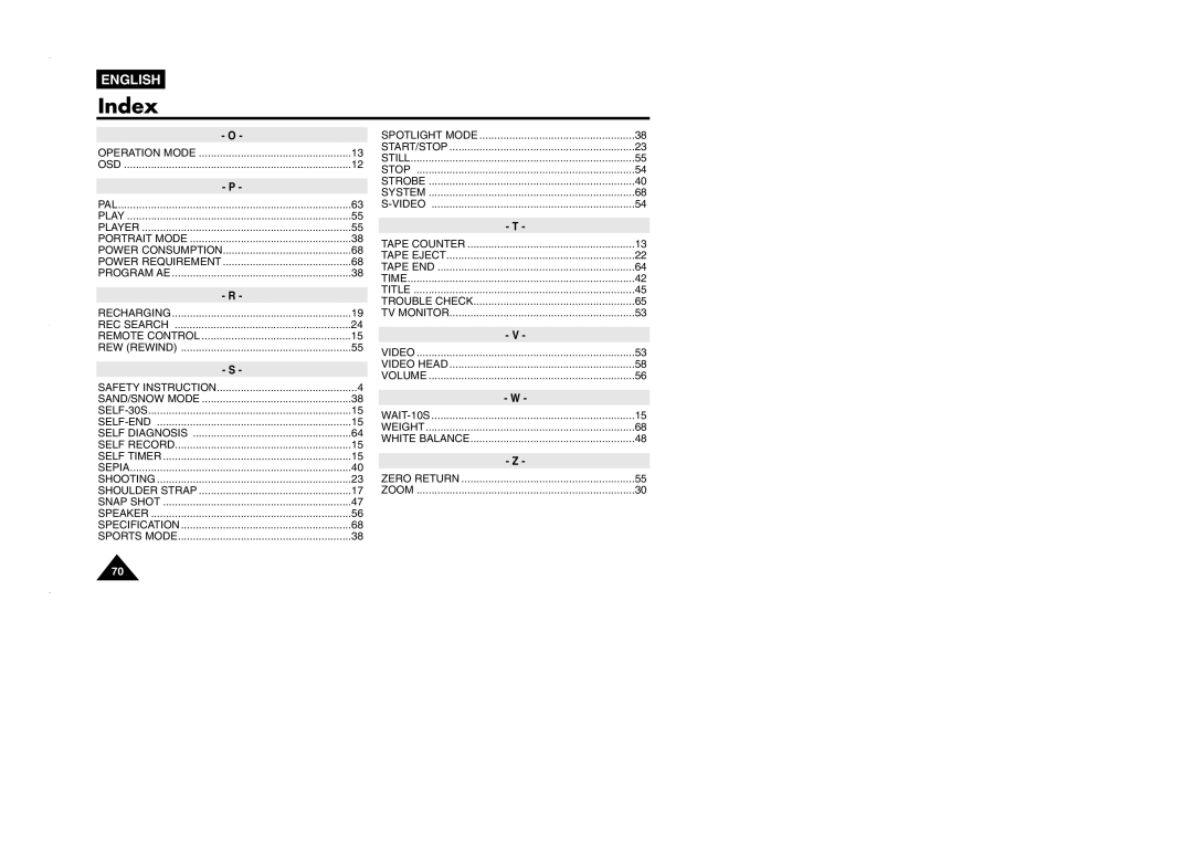 Samsung VP-L905D/XEV manual Power Consumption Power Requirement 