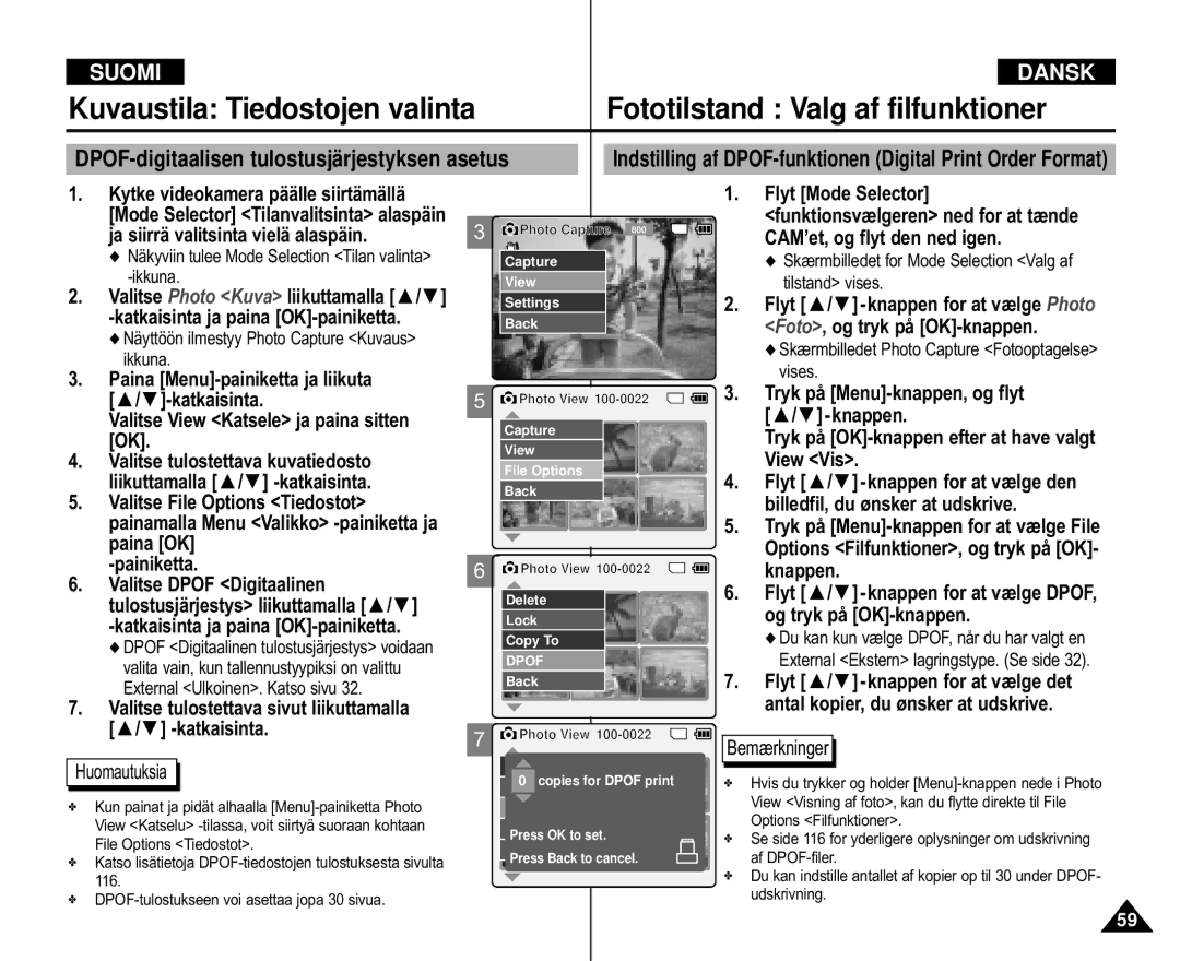 Samsung VP-M110B/XEV manual Foto, og tryk på OK-knappen, View Vis, Billedfil, du ønsker at udskrive, Og tryk på OK-knappen 