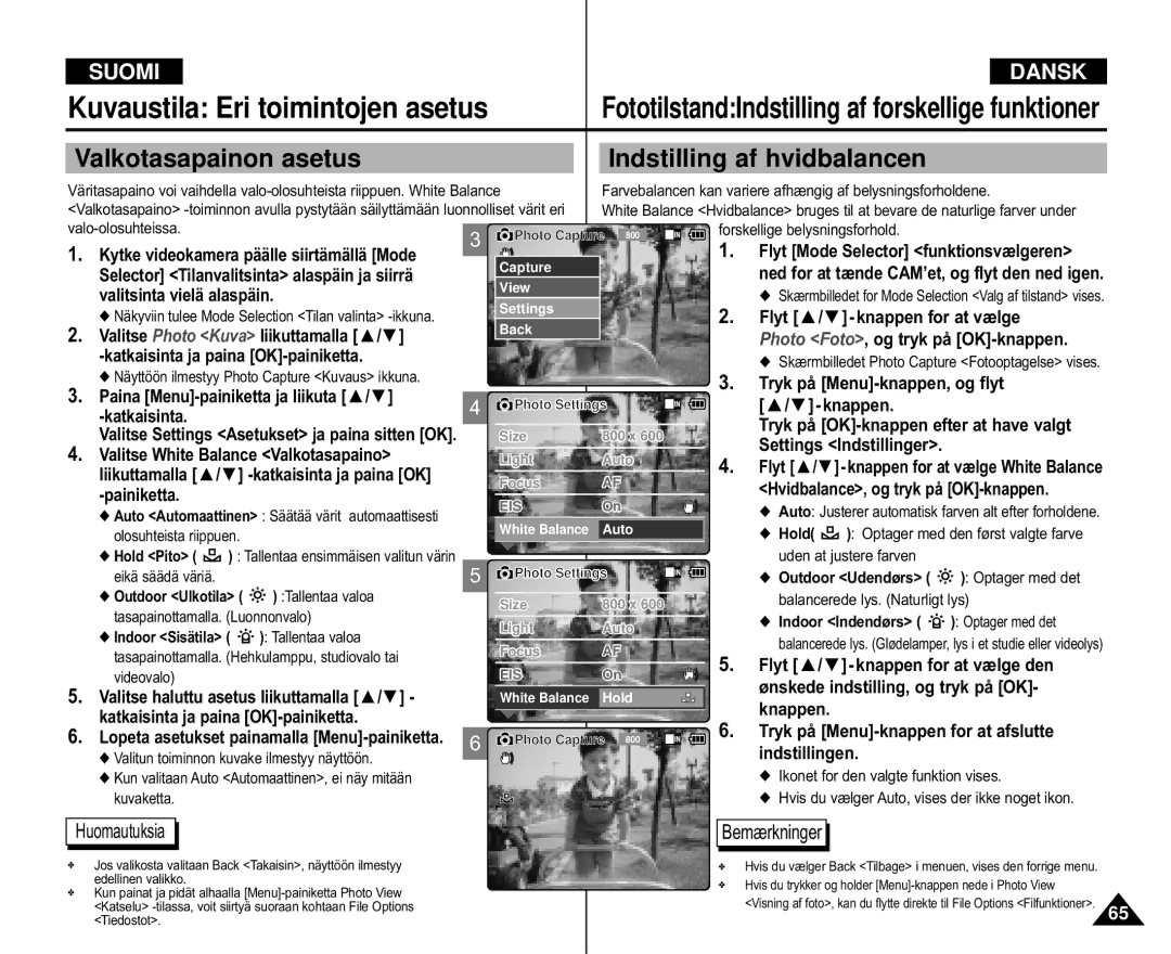 Samsung VP-M105R/XEV manual Valitsinta vielä alaspäin, Tryk på Menu-knappen, og flyt, Knappen, Katkaisinta, Painiketta 